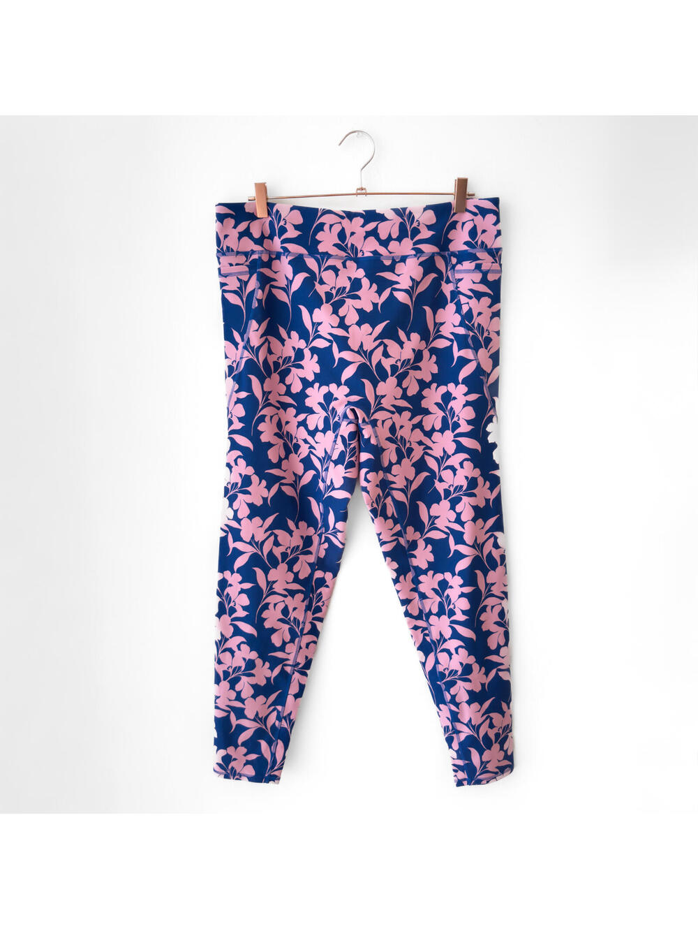 NWT Boden Blue Pink Floral High Waist Pocket Leggings‎ Size 16/18